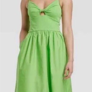 A New Day Keyhole Twist Midi Green Sundress